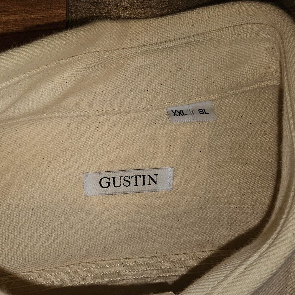 Gustin 12oz Cone Mills Heavweight natural/Ecru selvedge shirt XXL Slim Fit - Picture 5 of 10